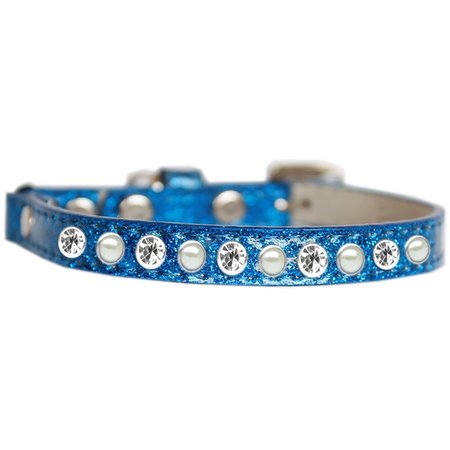 MIRAGE PET PRODUCTS Pearl & Clear Jewel Ice Cream Cat Safety CollarBlue Size 14 625-10 BL14